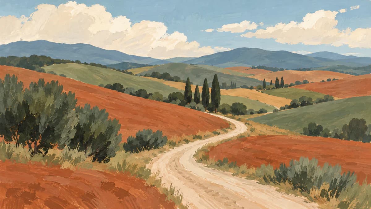Gouache Hills in Terracotta and Sage jigsaw puzzle preview