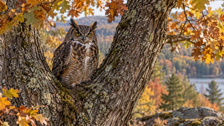 Great Horned Owl in an Oak jigsaw puzzle preview