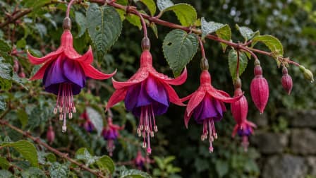 Hanging Fuchsia Flowers after Rain