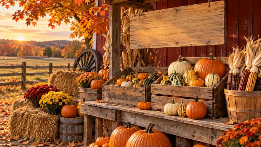 Harvest Pumpkins on a Farm Stand jigsaw puzzle preview