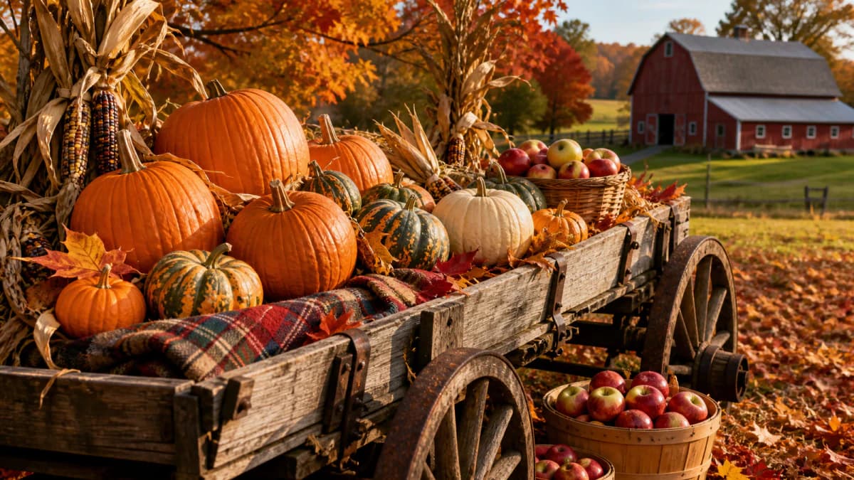 Harvest Wagon with Pumpkins jigsaw puzzle preview