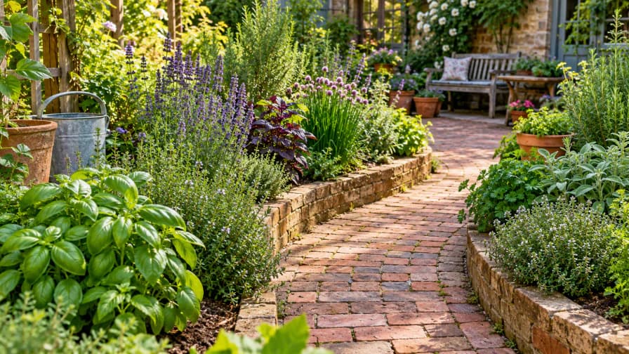 Herb Beds around a Brick Path jigsaw puzzle