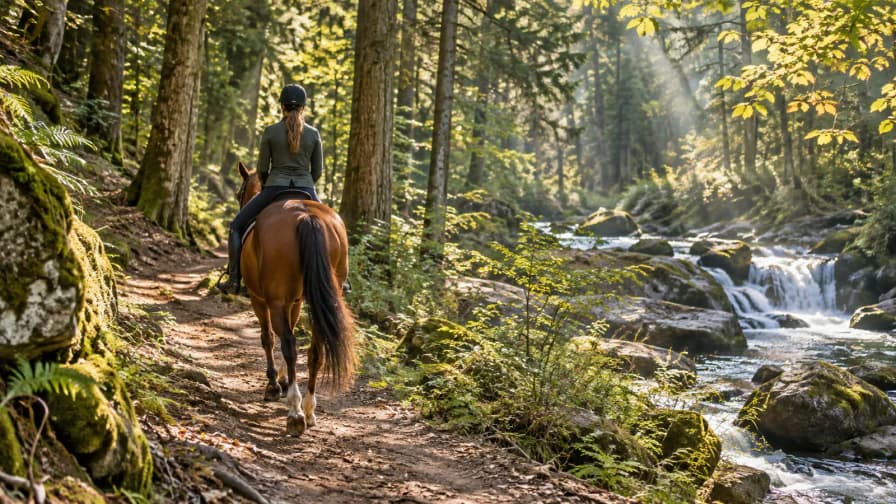 Horse and Rider on a Forest Trail jigsaw puzzle preview