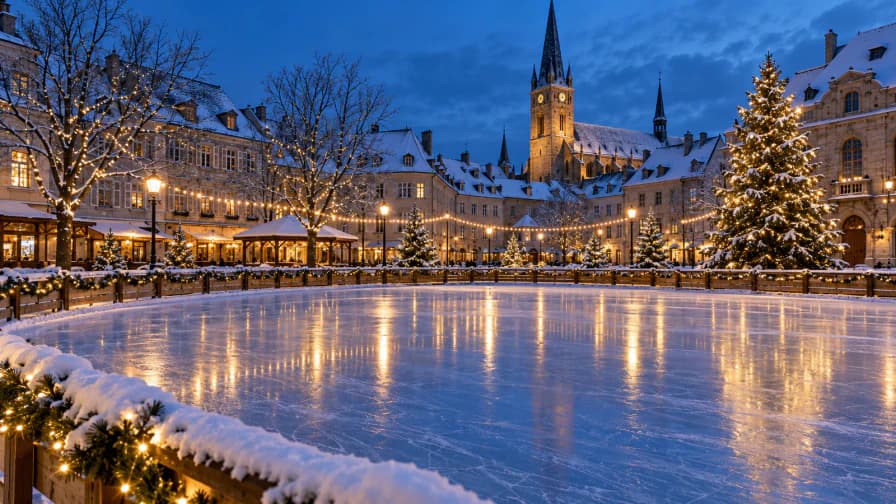 Ice Skating Pond in a Town Square jigsaw puzzle preview