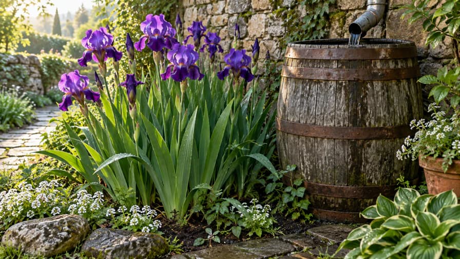 Irises beside a Rain Barrel jigsaw puzzle