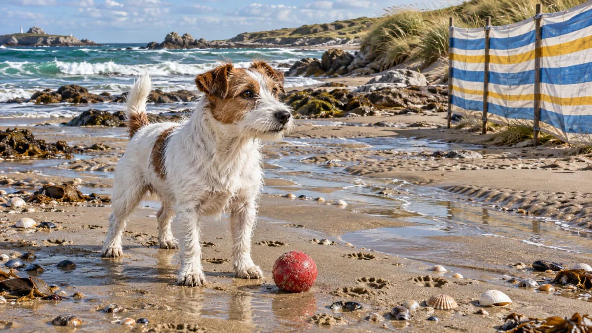 Jack Russell on a Windy Beach jigsaw puzzle preview