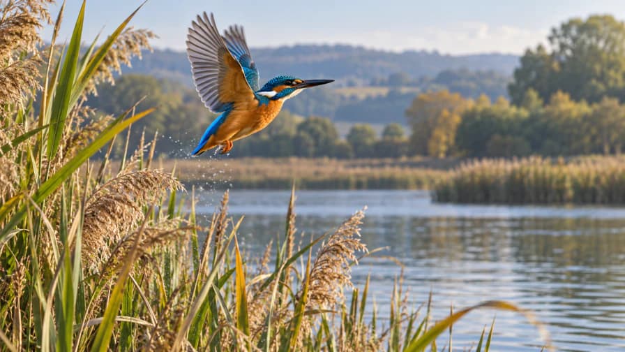 Kingfisher above a Reedbed jigsaw puzzle preview