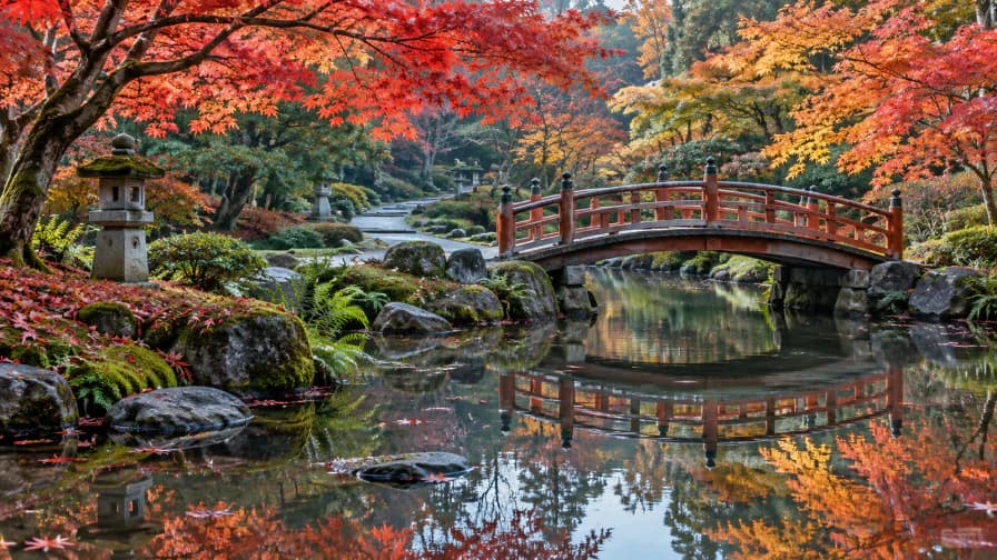 Kyoto Garden Bridge in Autumn jigsaw puzzle preview