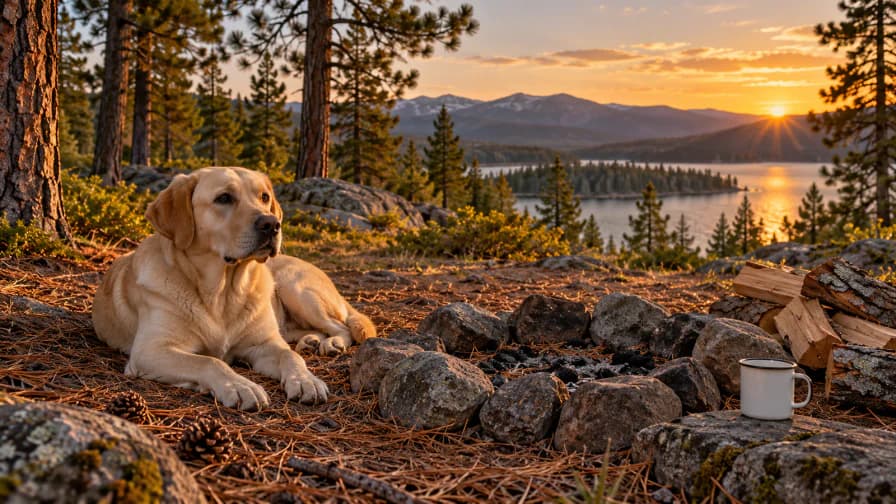 Labrador beside a Campfire Ring jigsaw puzzle