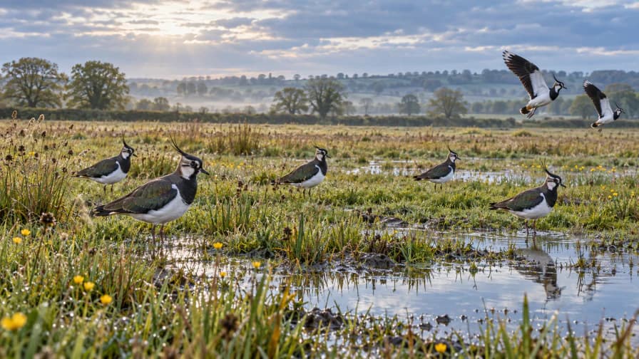 Lapwings in a Wet Meadow jigsaw puzzle preview