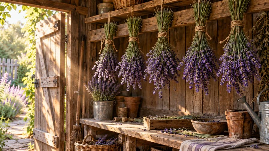 Lavender Bundles on a Drying Rack jigsaw puzzle