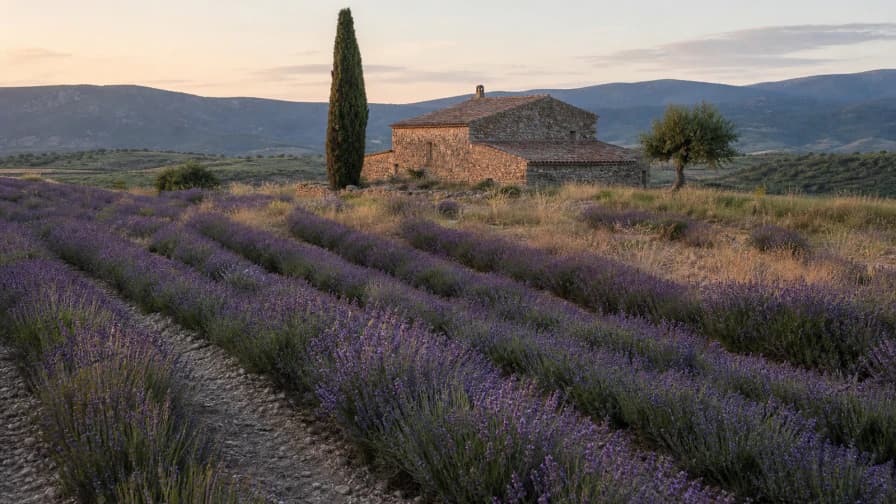 Lavender Field at Sunrise jigsaw puzzle preview