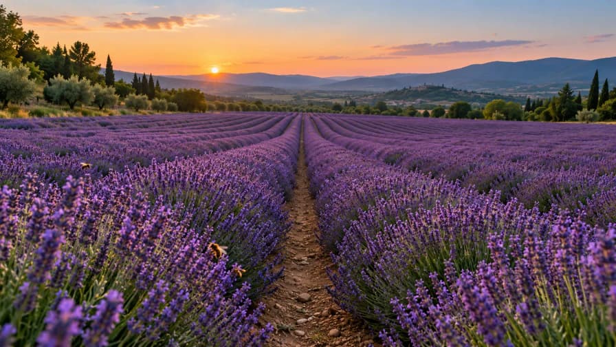 Lavender Rows at Dusk jigsaw puzzle preview