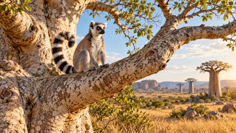 Lemur on a Baobab Branch jigsaw puzzle