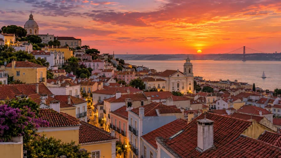Lisbon Hillside View at Sunset jigsaw puzzle preview