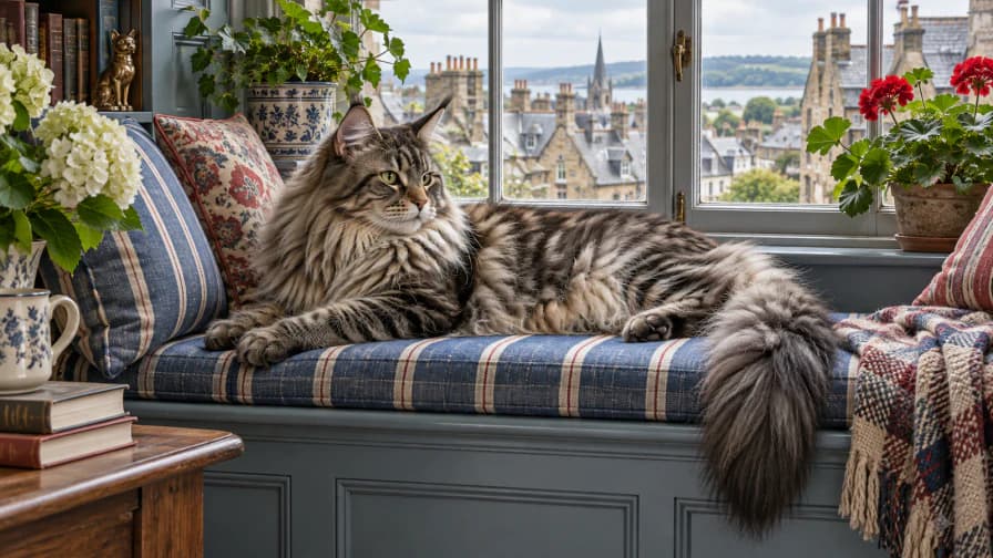 Maine Coon on a Window Seat jigsaw puzzle preview