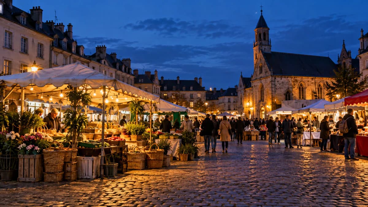 Market Stalls at Blue Hour jigsaw puzzle preview