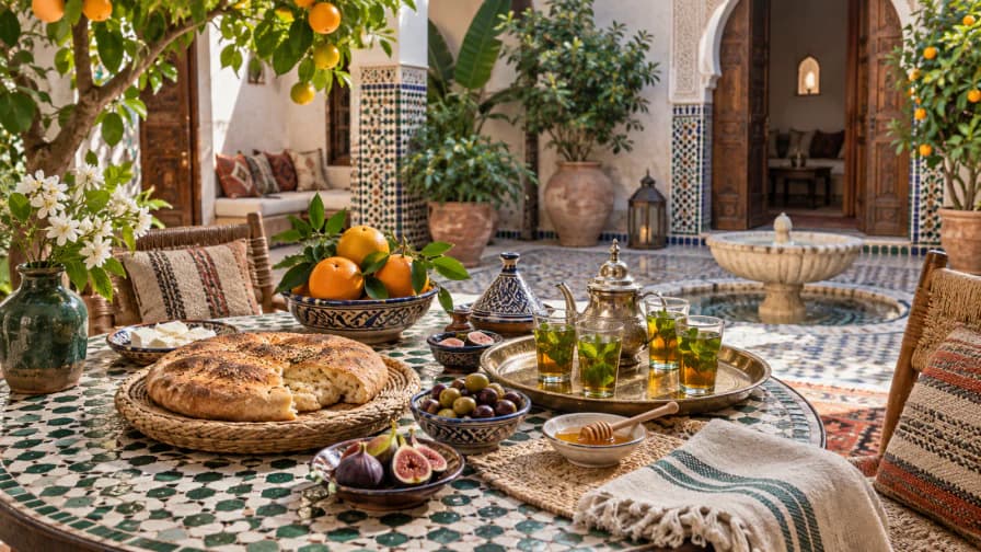 Marrakesh Courtyard Breakfast jigsaw puzzle preview