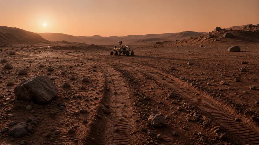 Mars Rover Tracks at Sunrise jigsaw puzzle preview
