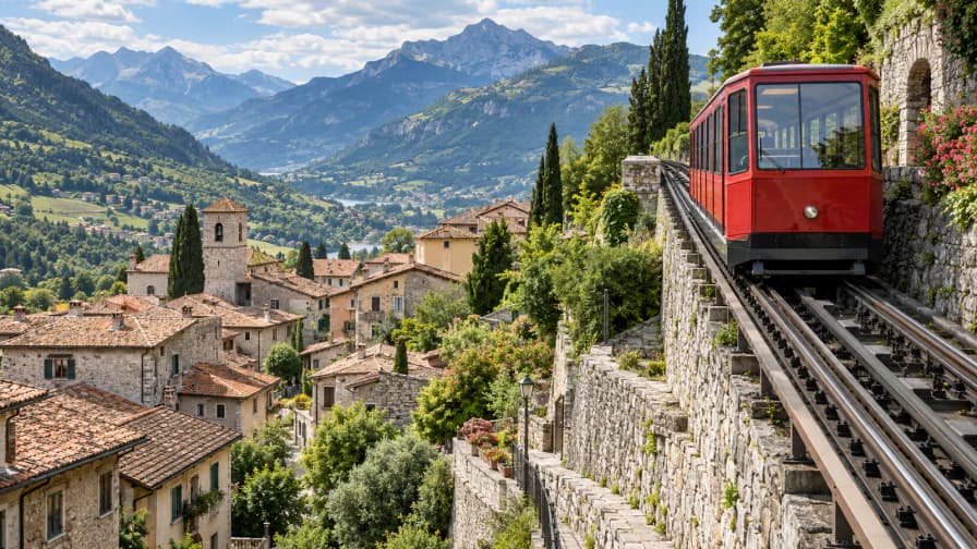Mountain Funicular above a Village jigsaw puzzle