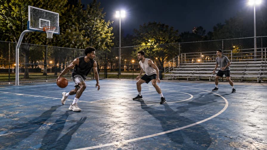 Night Basketball under Floodlights jigsaw puzzle preview