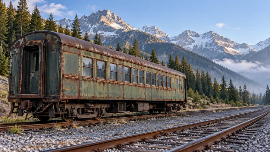 Old Railcar in a Mountain Yard jigsaw puzzle