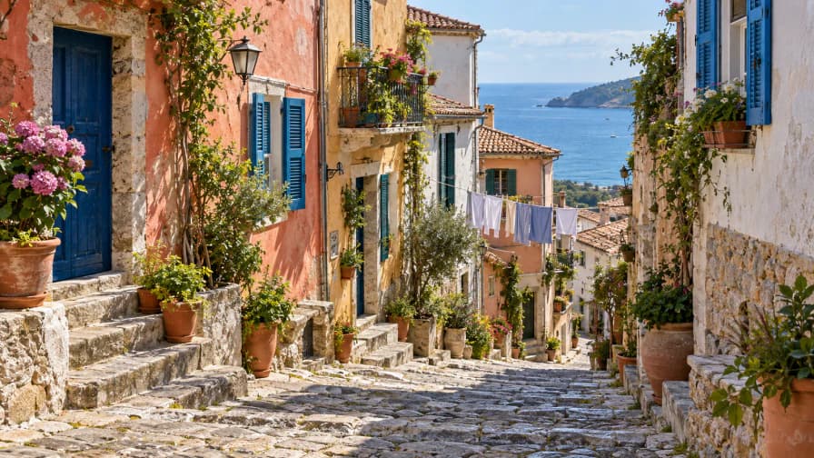 Painted Houses on a Steep Lane jigsaw puzzle preview