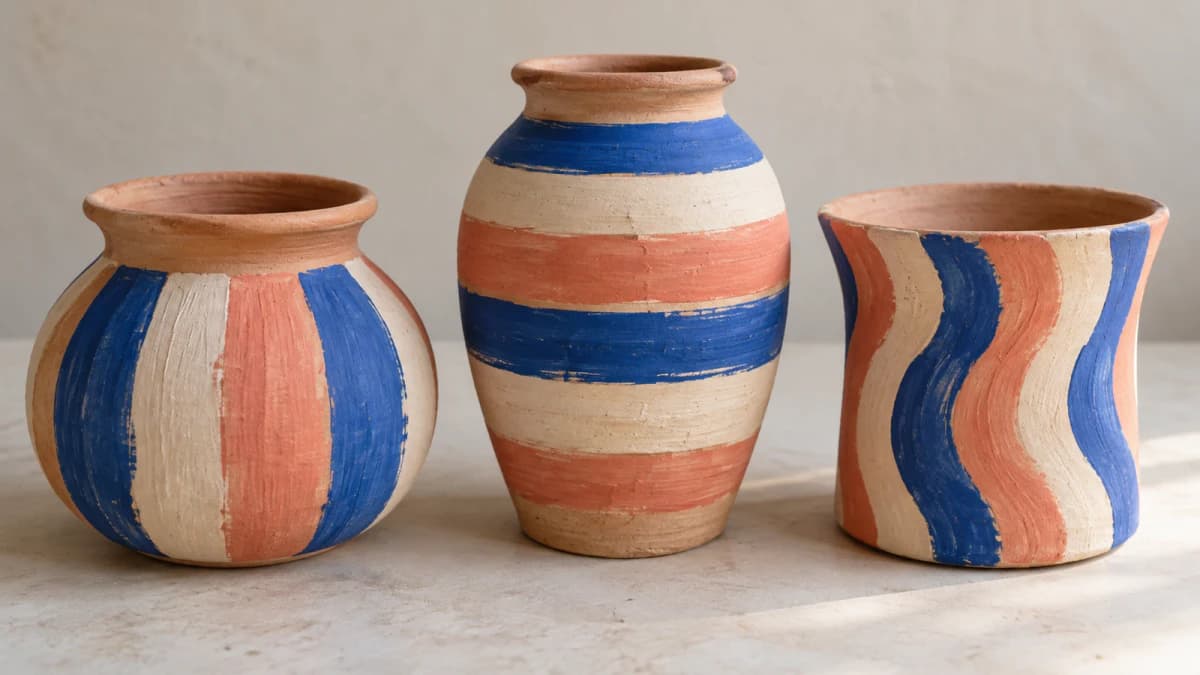 Painted Stripes on Clay Pots jigsaw puzzle preview