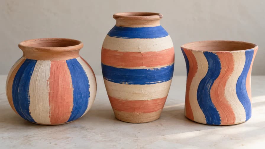 Painted Stripes on Clay Pots jigsaw puzzle