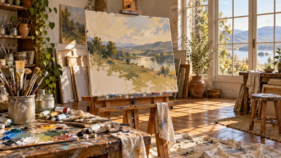 Painter's Easel in a Sunlit Studio jigsaw puzzle preview