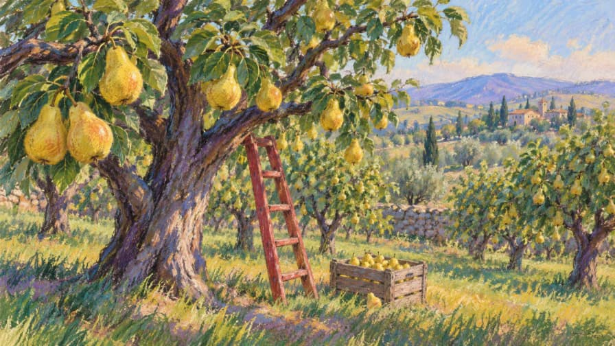 Pastel Portrait of a Pear Orchard jigsaw puzzle preview