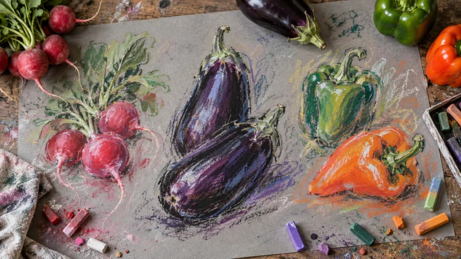 Pastel Sketches of Market Vegetables jigsaw puzzle preview