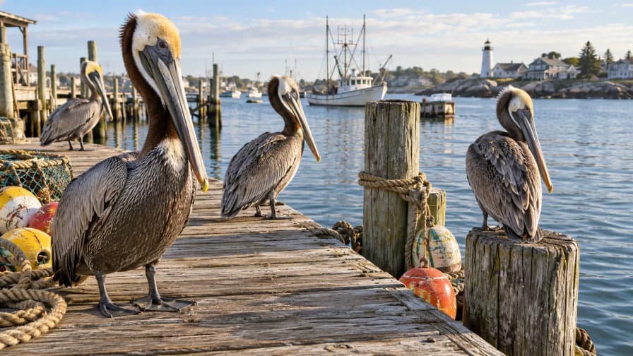 Pelicans beside a Wooden Jetty jigsaw puzzle preview