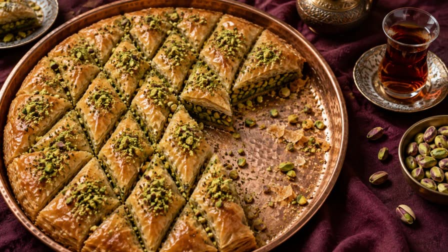 Pistachio Baklava on a Copper Tray jigsaw puzzle preview