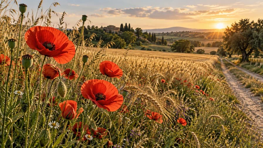 Poppies beside a Sunlit Wheat Field jigsaw puzzle preview