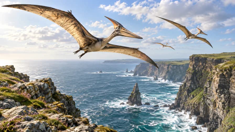 Pterodactyls over Sea Cliffs jigsaw puzzle preview
