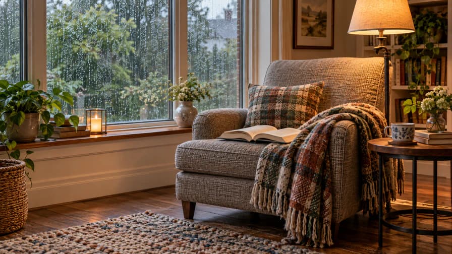 Reading Chair beside a Rainy Window jigsaw puzzle preview
