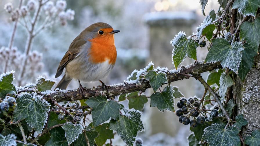 Robin among Winter Ivy jigsaw puzzle