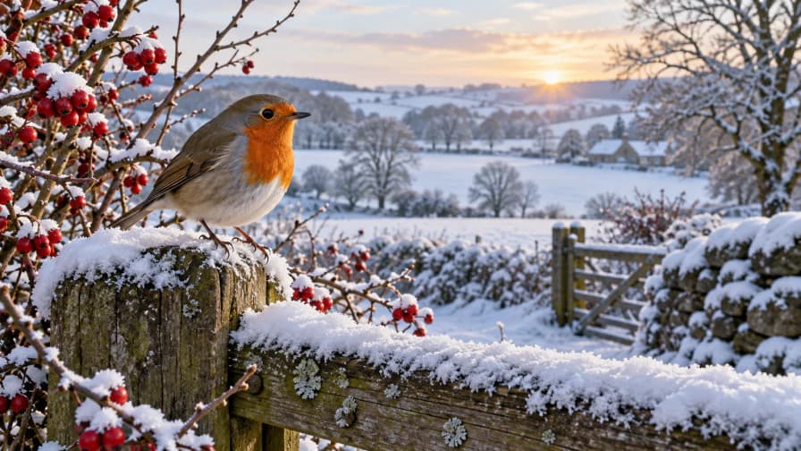Robin on a Snowy Fence jigsaw puzzle preview