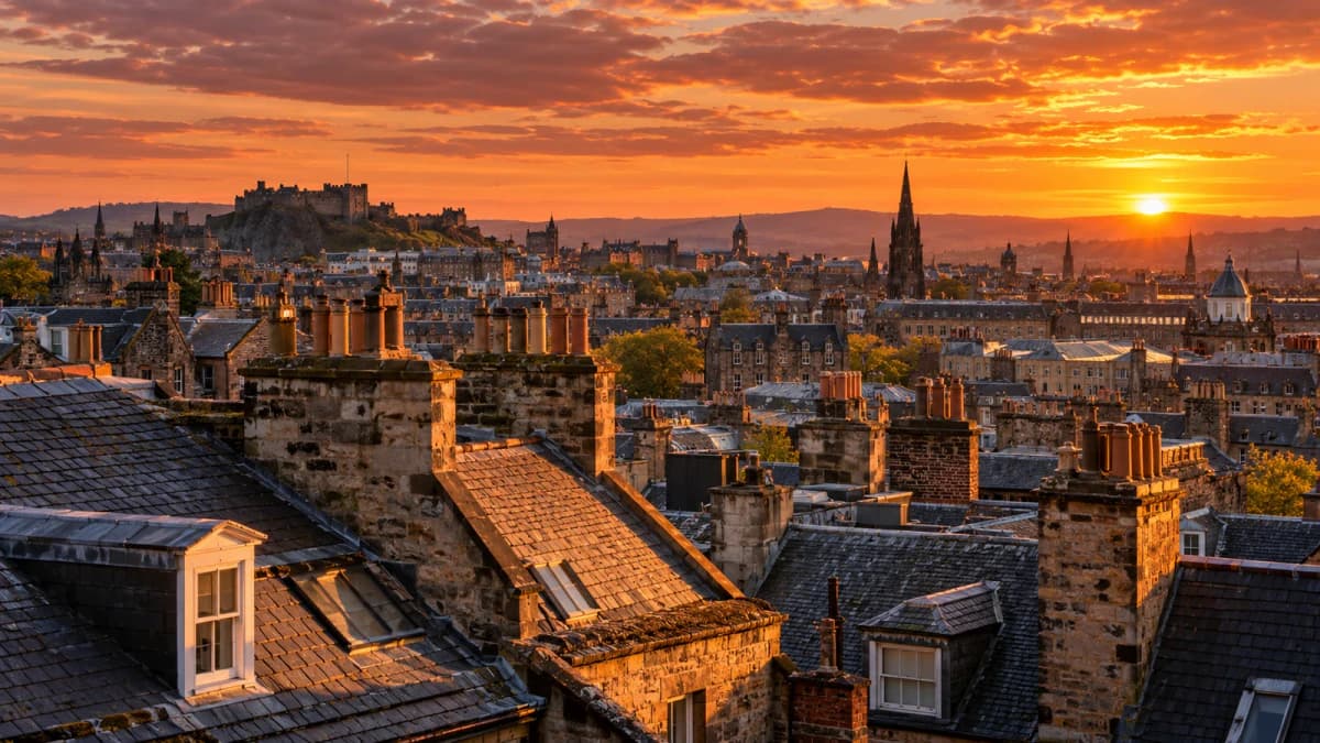 Rooftops under a Copper Sunset jigsaw puzzle preview