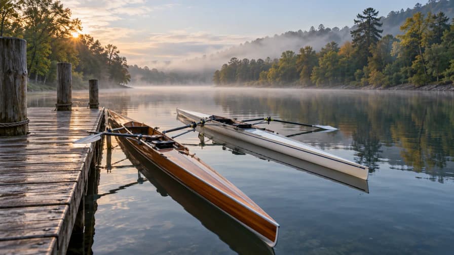 Rowing Shells beside a River Dock jigsaw puzzle