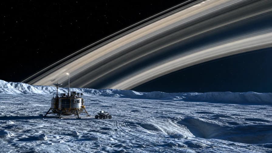 Saturn Rings over an Icy Moon jigsaw puzzle preview
