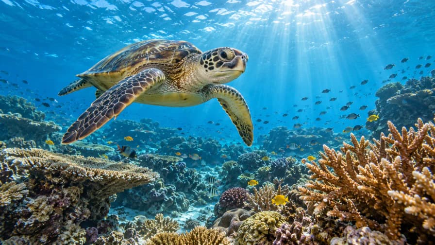 Sea Turtle above a Coral Shelf jigsaw puzzle preview