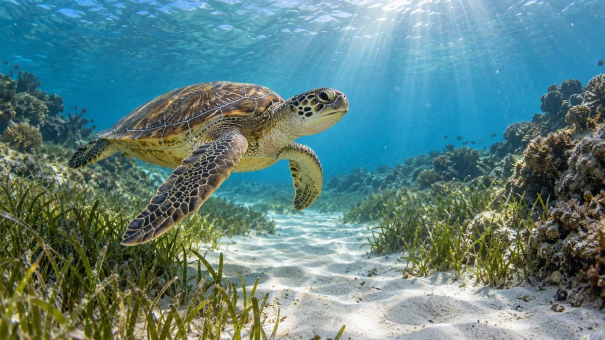 Sea Turtle above a Sandy Channel jigsaw puzzle preview