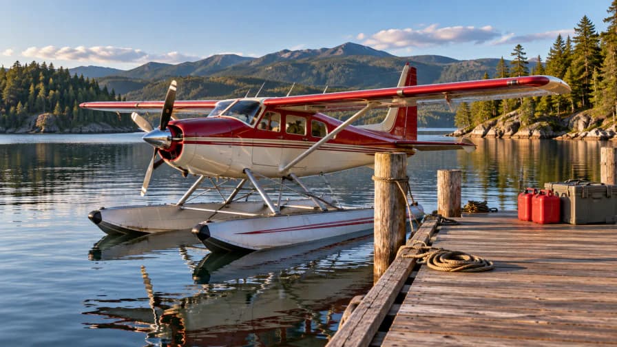 Seaplane at a Cedar Dock jigsaw puzzle preview