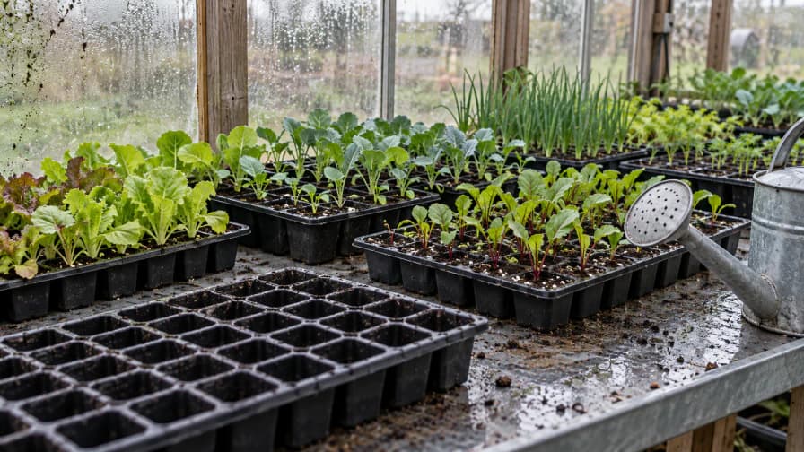Seedling Trays on a Greenhouse Bench jigsaw puzzle