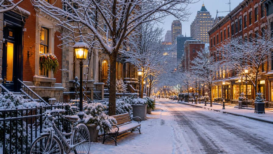 Snowy City Street jigsaw puzzle preview