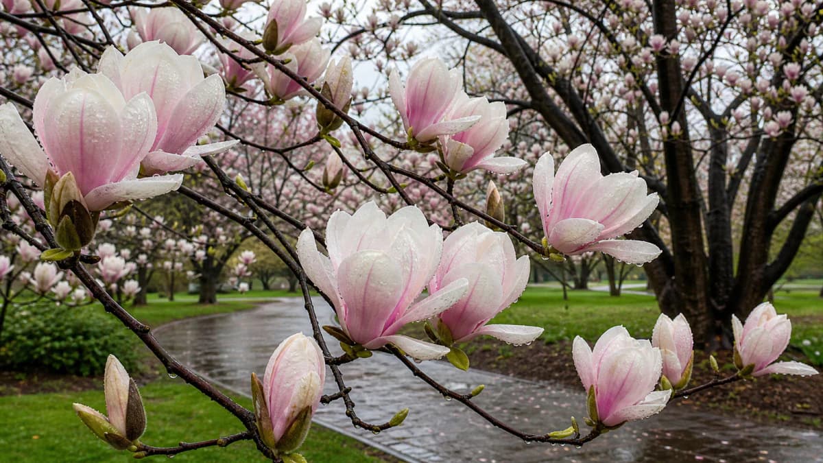 Spring Rain on Magnolia Branches jigsaw puzzle preview