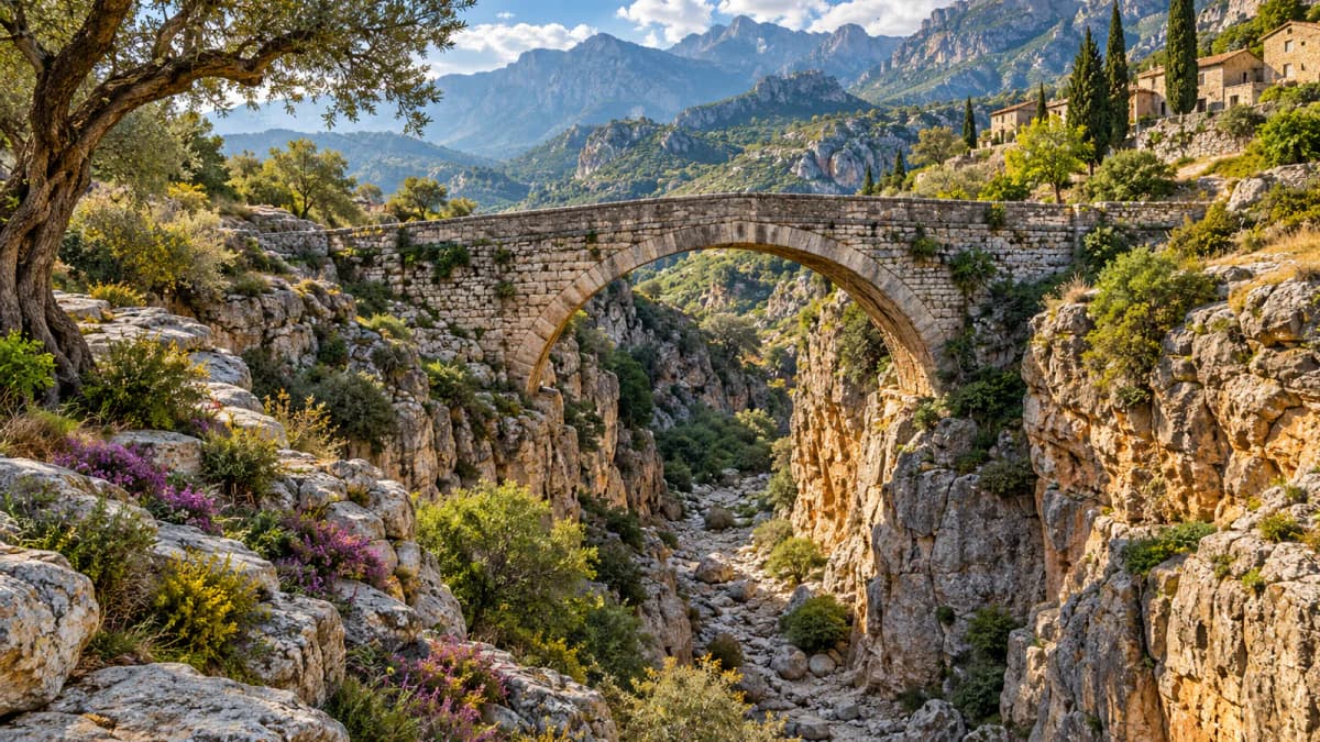 Stone Bridge over a Dry Gorge jigsaw puzzle preview