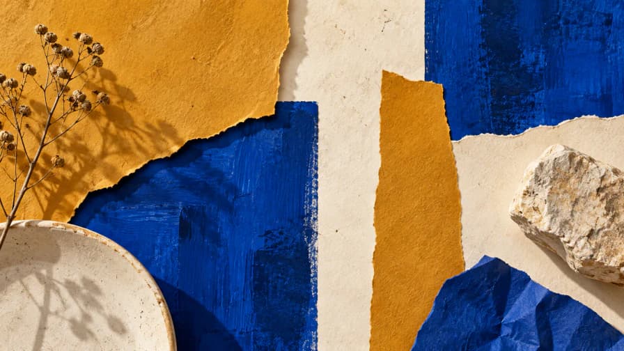 Sunlit Ochre and Cobalt Shapes jigsaw puzzle preview